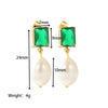 1 Pair Simple Style Square Plating Inlay Stainless Steel Pearl Zircon 14k Gold Plated Drop Earrings