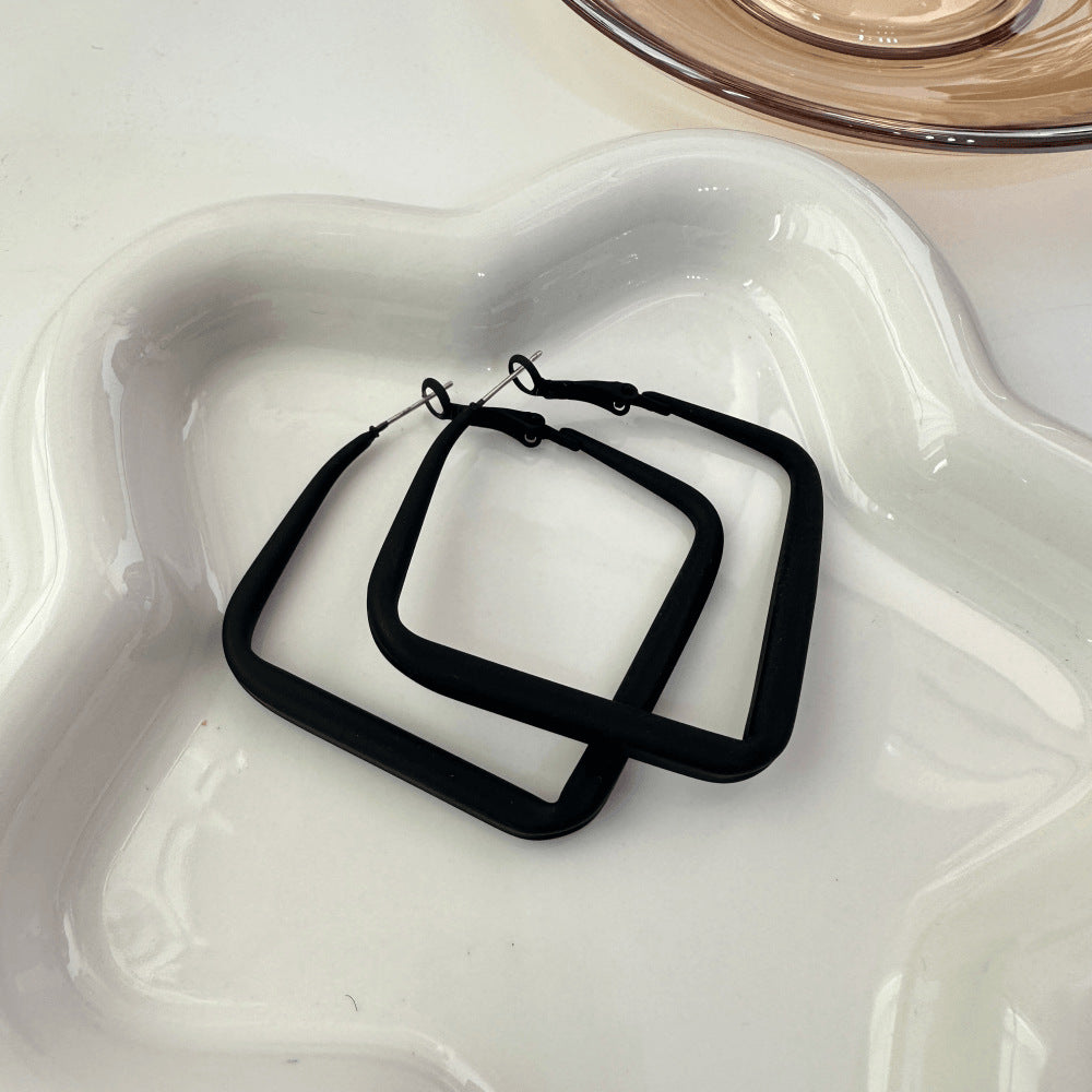 Sweet Square Arylic Alloy Spray Paint Ear Clips Earrings