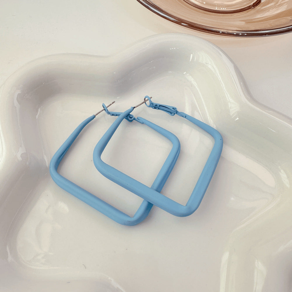 Sweet Square Arylic Alloy Spray Paint Ear Clips Earrings