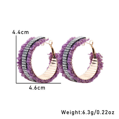 Wholesale Jewelry Commute Geometric Alloy Knit Rhinestones Inlay Earrings