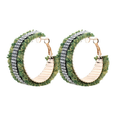 Wholesale Jewelry Commute Geometric Alloy Knit Rhinestones Inlay Earrings