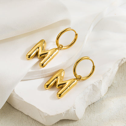 1 Pair Simple Style Letter Plating Stainless Steel 18k Gold Plated Ear Clip