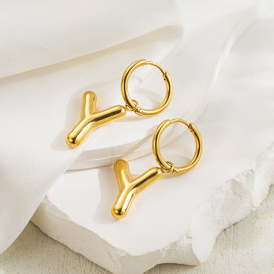 1 Pair Simple Style Letter Plating Stainless Steel 18k Gold Plated Ear Clip