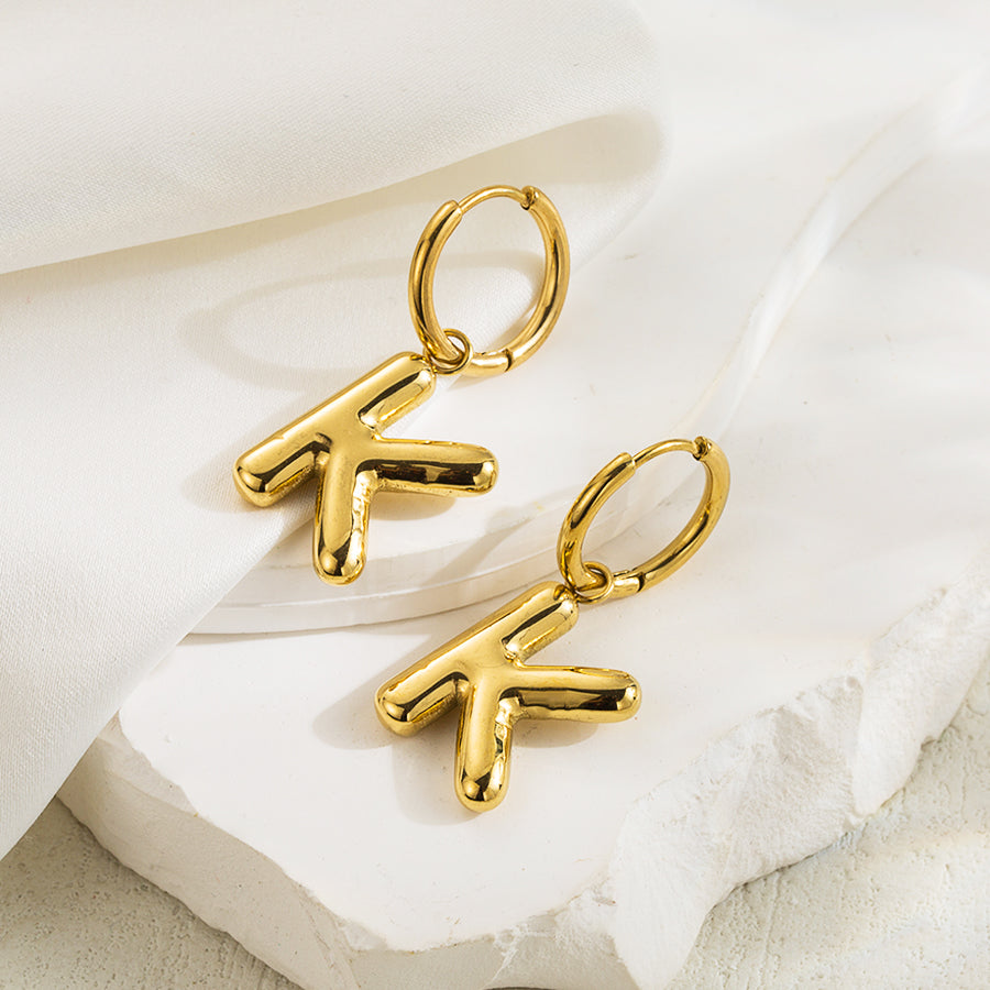 1 Pair Simple Style Letter Plating Stainless Steel 18k Gold Plated Ear Clip