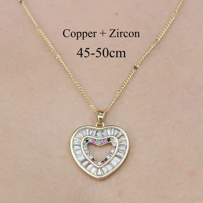 Simple Style Tortoise Heart Shape Butterfly Copper Plating Inlay Zircon Pendant Necklace