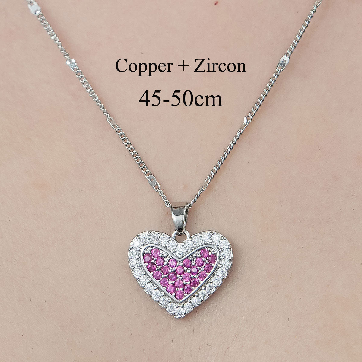 Simple Style Leaves Heart Shape Butterfly Copper Plating Inlay Zircon Pendant Necklace