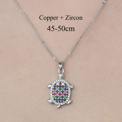 Simple Style Leaves Heart Shape Butterfly Copper Plating Inlay Zircon Pendant Necklace