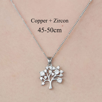 Simple Style Leaves Heart Shape Butterfly Copper Plating Inlay Zircon Pendant Necklace