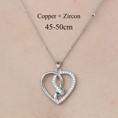 Simple Style Leaves Heart Shape Butterfly Copper Plating Inlay Zircon Pendant Necklace