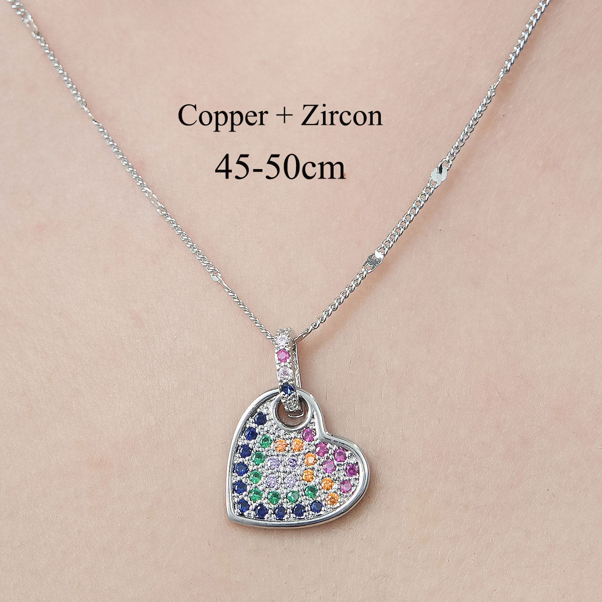 Simple Style Leaves Heart Shape Butterfly Copper Plating Inlay Zircon Pendant Necklace