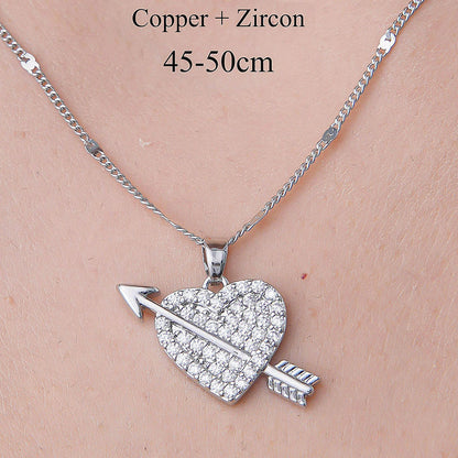 Wholesale Simple Style Devil's Eye Heart Shape Wings Stainless Steel Titanium Steel Plating Inlay Zircon Pendant Necklace