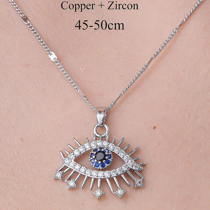 Wholesale Simple Style Devil's Eye Heart Shape Wings Stainless Steel Titanium Steel Plating Inlay Zircon Pendant Necklace