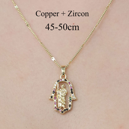 Simple Style Devil's Eye Heart Shape Owl Copper Plating Inlay Zircon Pendant Necklace