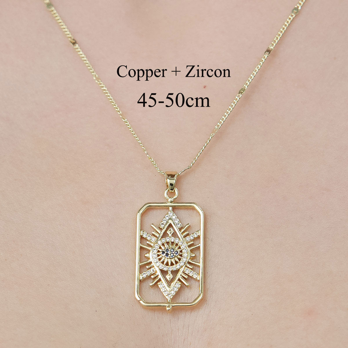 Simple Style Devil's Eye Heart Shape Owl Copper Plating Inlay Zircon Pendant Necklace