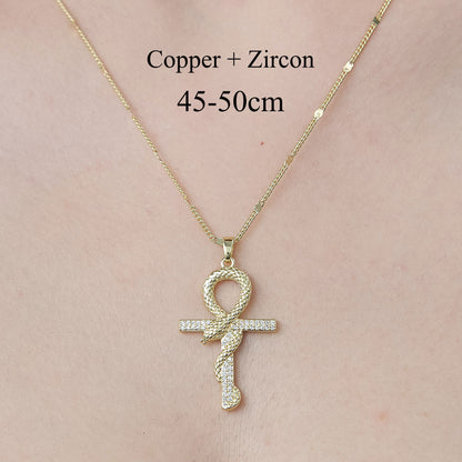 Simple Style Cross Devil's Eye Flower Copper Plating Inlay Zircon Pendant Necklace