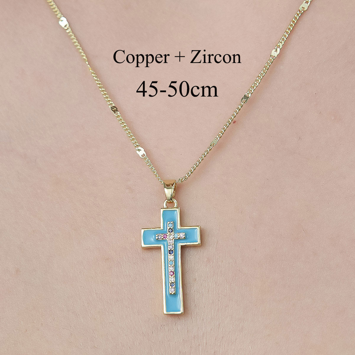 Simple Style Cross Sunflower Butterfly Copper Plating Inlay Zircon Pendant Necklace