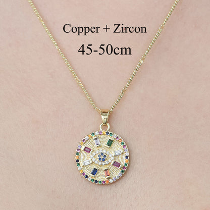 Simple Style Cross Sunflower Butterfly Copper Plating Inlay Zircon Pendant Necklace