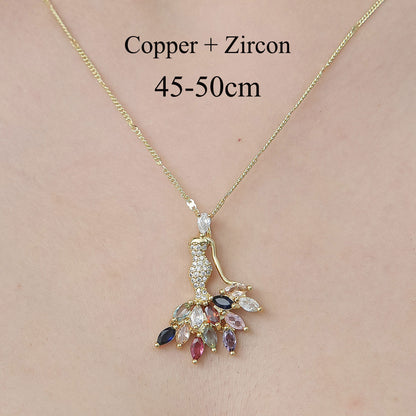 Simple Style Water Droplets Dragonfly Butterfly Copper Plating Inlay Zircon Pendant Necklace