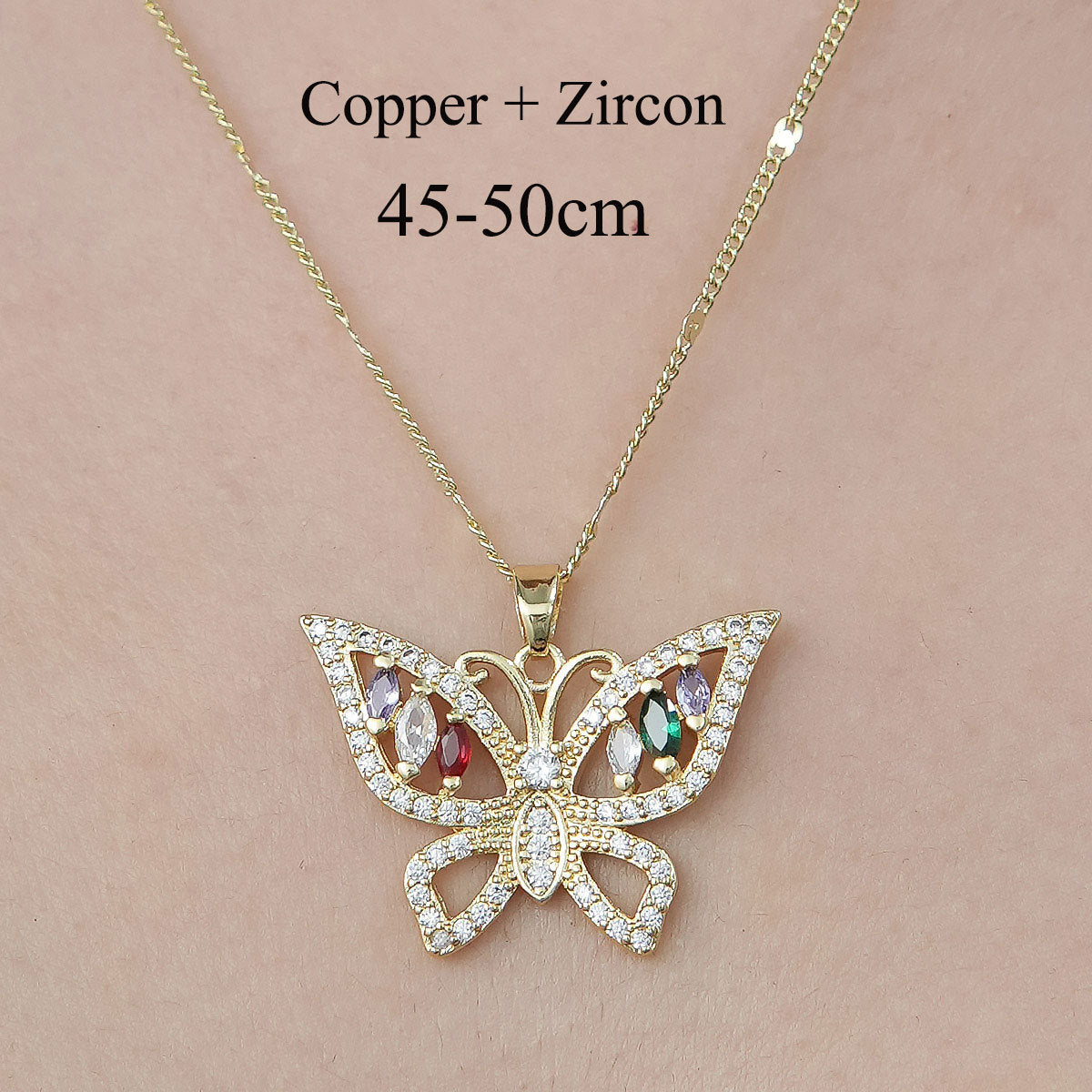 Simple Style Water Droplets Dragonfly Butterfly Copper Plating Inlay Zircon Pendant Necklace