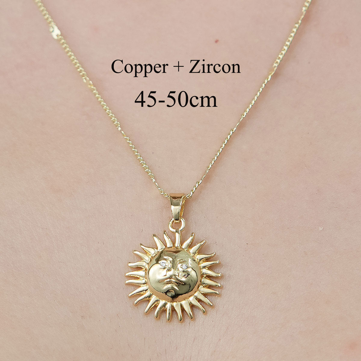 Wholesale Simple Style Sun Star Moon Stainless Steel Titanium Steel Polishing Plating Inlay Zircon Pendant Necklace