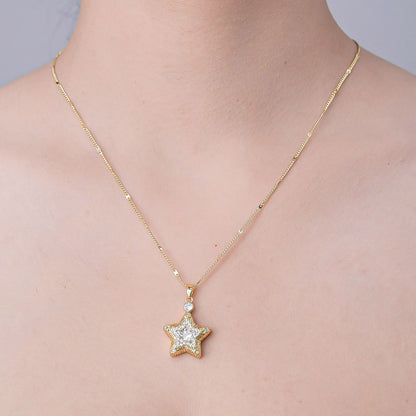 Wholesale Simple Style Rainbow Star Moon Stainless Steel Titanium Steel Polishing Plating Pendant Necklace