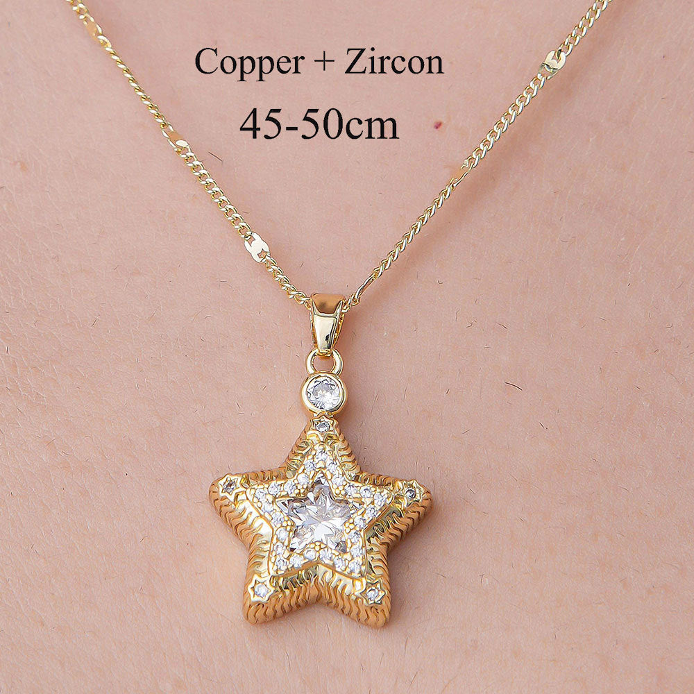 Wholesale Simple Style Rainbow Star Moon Stainless Steel Titanium Steel Polishing Plating Pendant Necklace