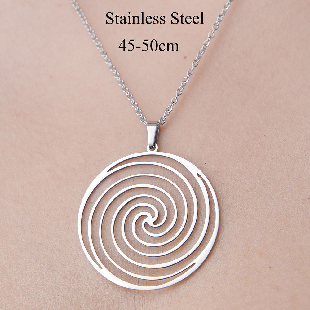 Wholesale Simple Style Circle Star Stainless Steel Titanium Steel Polishing Plating Pendant Necklace