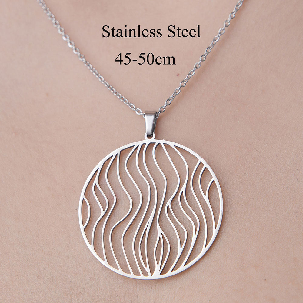 Wholesale Simple Style Circle Star Stainless Steel Titanium Steel Polishing Plating Pendant Necklace