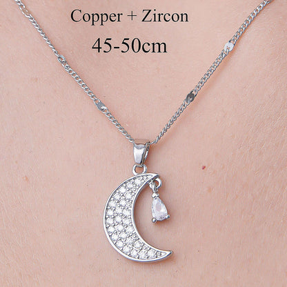 Wholesale Simple Style Devil's Eye Star Moon Stainless Steel Titanium Steel Polishing Plating Pendant Necklace