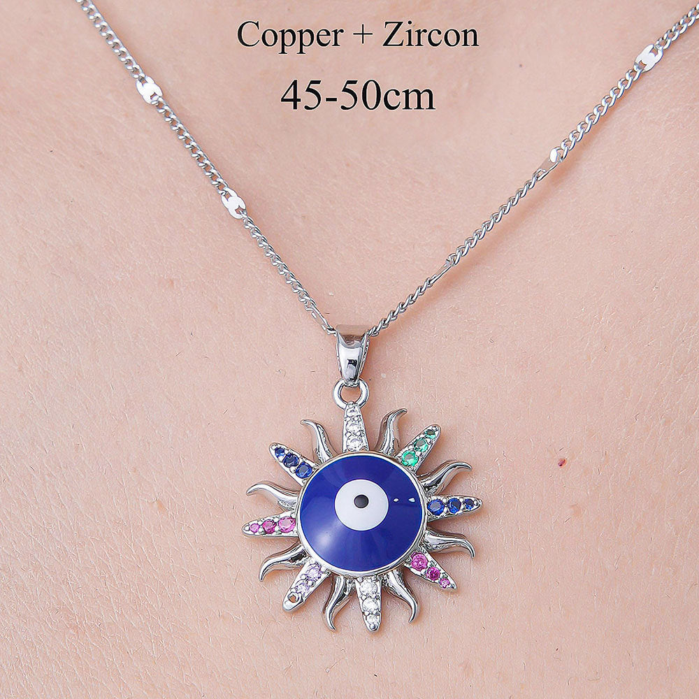 Wholesale Simple Style Devil's Eye Star Moon Stainless Steel Titanium Steel Polishing Plating Pendant Necklace