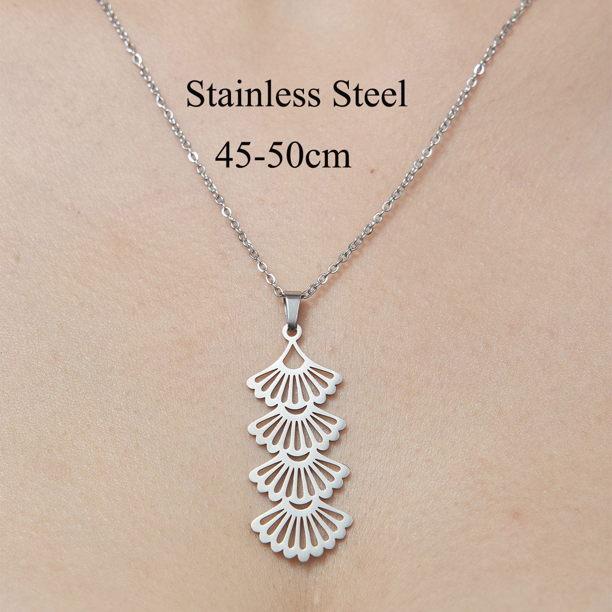 Wholesale Simple Style Leaf Tree Pineapple Stainless Steel Titanium Steel Polishing Plating Pendant Necklace