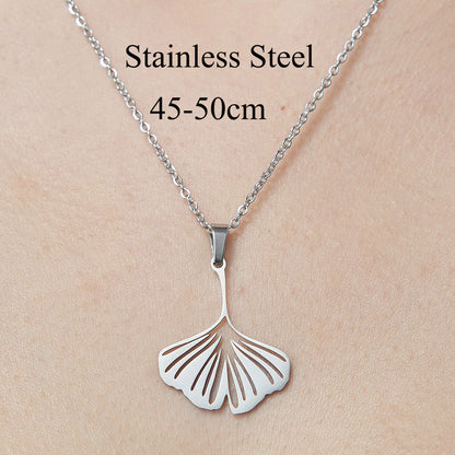 Wholesale Simple Style Leaf Tree Pineapple Stainless Steel Titanium Steel Polishing Plating Pendant Necklace