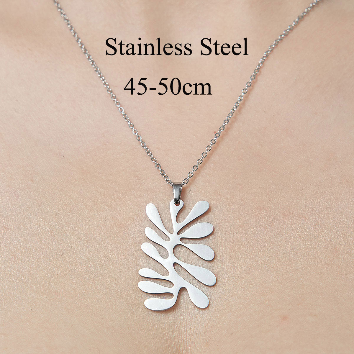 Wholesale Simple Style Leaf Tree Pineapple Stainless Steel Titanium Steel Polishing Plating Pendant Necklace