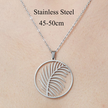 Wholesale Simple Style Leaf Tree Pineapple Stainless Steel Titanium Steel Polishing Plating Pendant Necklace