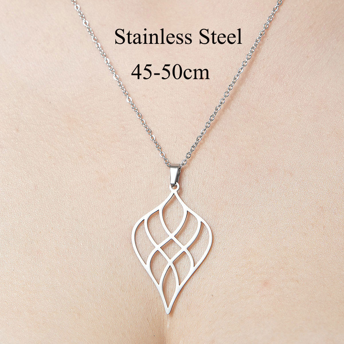 Wholesale Simple Style Leaf Tree Pineapple Stainless Steel Titanium Steel Polishing Plating Pendant Necklace