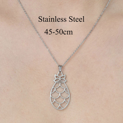 Wholesale Simple Style Leaf Tree Pineapple Stainless Steel Titanium Steel Polishing Plating Pendant Necklace