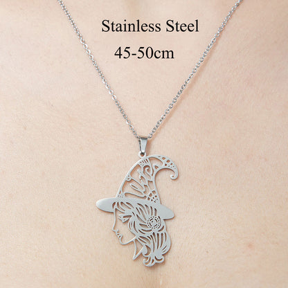 Wholesale Simple Style Clouds Star Moon Stainless Steel Titanium Steel Polishing Plating Pendant Necklace