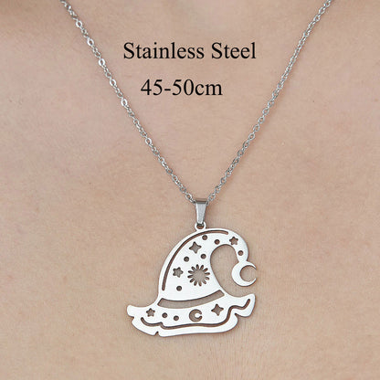 Wholesale Simple Style Clouds Star Moon Stainless Steel Titanium Steel Polishing Plating Pendant Necklace