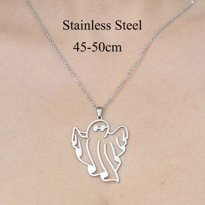 Wholesale Simple Style Mushroom Snake Butterfly Stainless Steel Titanium Steel Polishing Plating Pendant Necklace