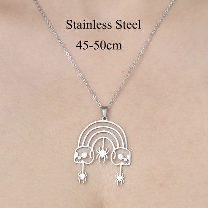 Wholesale Simple Style Mushroom Snake Butterfly Stainless Steel Titanium Steel Polishing Plating Pendant Necklace