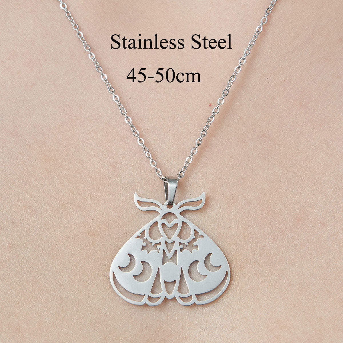 Wholesale Simple Style Mushroom Snake Butterfly Stainless Steel Titanium Steel Polishing Plating Pendant Necklace