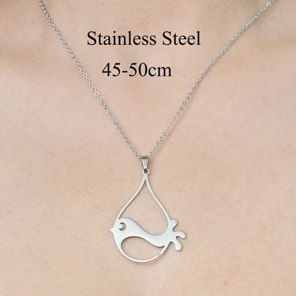 Wholesale Simple Style Mushroom Snake Butterfly Stainless Steel Titanium Steel Polishing Plating Pendant Necklace