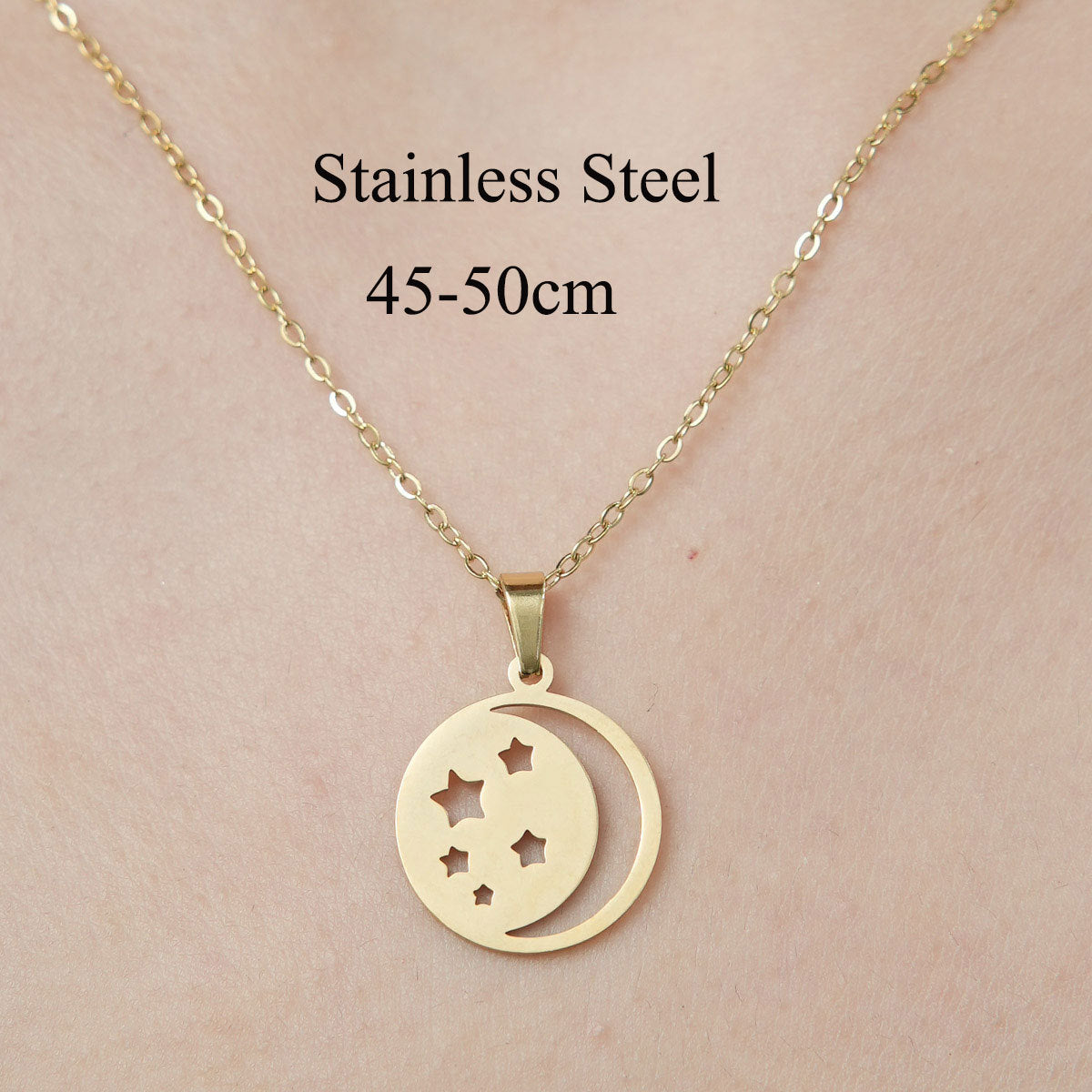 Wholesale Simple Style Moon Rocket Bear Stainless Steel Titanium Steel Polishing Plating Pendant Necklace