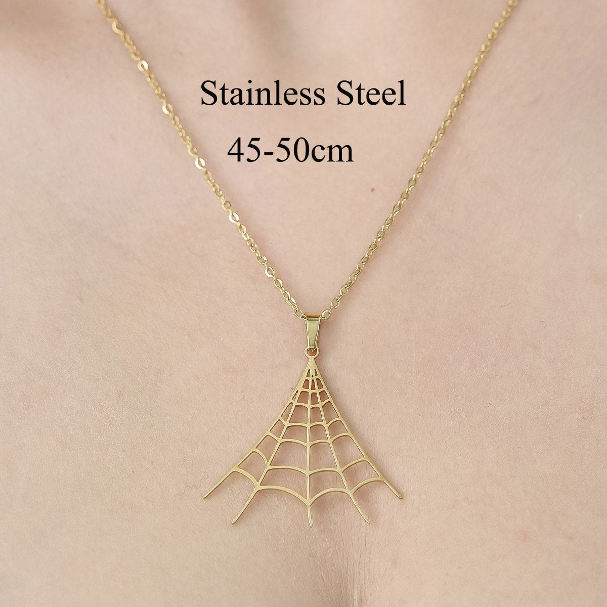 Wholesale Simple Style Devil's Eye Leaves Spider Web Stainless Steel Titanium Steel Polishing Plating Pendant Necklace