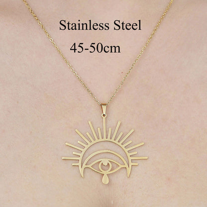 Wholesale Simple Style Clouds Devil's Eye Star Stainless Steel Titanium Steel Polishing Plating Pendant Necklace