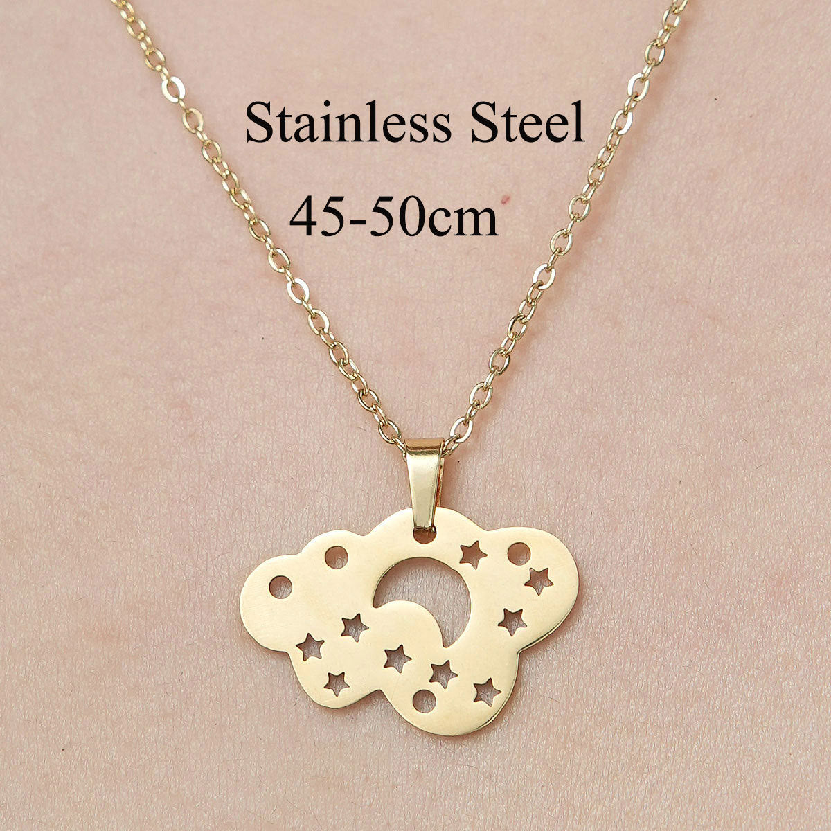 Wholesale Simple Style Clouds Devil's Eye Star Stainless Steel Titanium Steel Polishing Plating Pendant Necklace