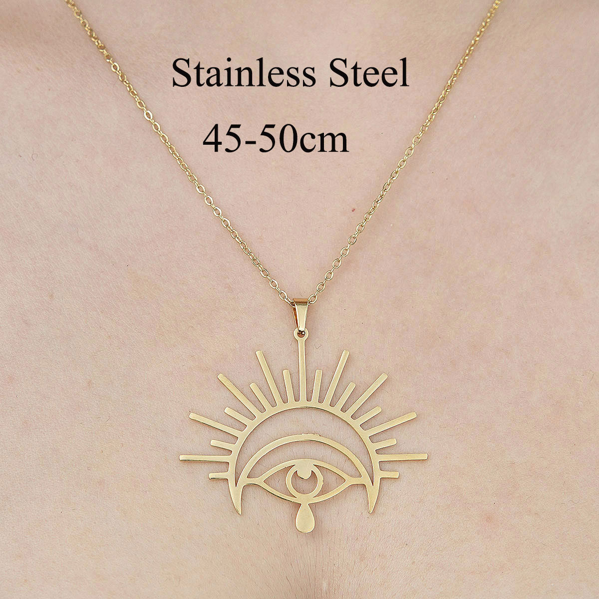 Wholesale Simple Style Clouds Devil's Eye Star Stainless Steel Titanium Steel Polishing Plating Pendant Necklace