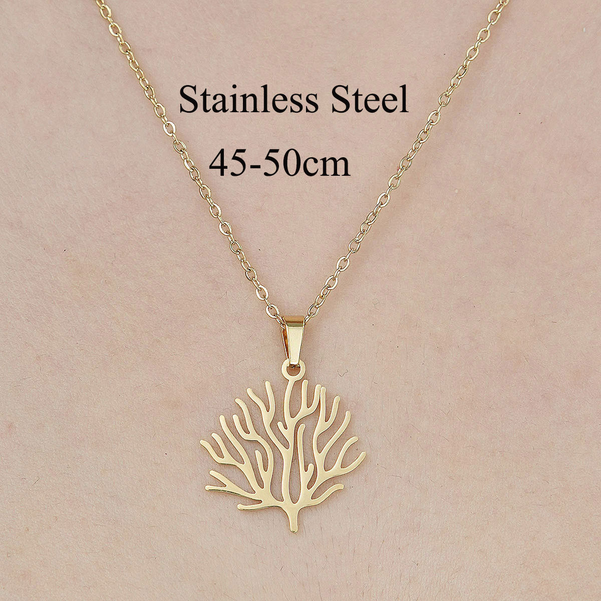 Wholesale Simple Style Leaf Letter Skull Stainless Steel Titanium Steel Polishing Plating Pendant Necklace