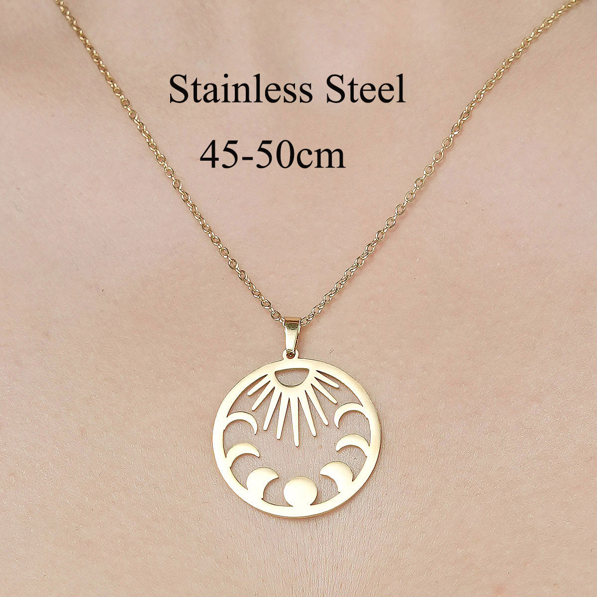 Wholesale Simple Style Leaf Letter Skull Stainless Steel Titanium Steel Polishing Plating Pendant Necklace