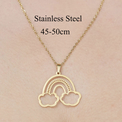 Wholesale Simple Style Leaf Letter Skull Stainless Steel Titanium Steel Polishing Plating Pendant Necklace